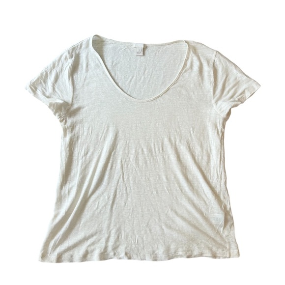 J. Crew Scoop Neck Linen Blend T-Shirt - Picture 1 of 10